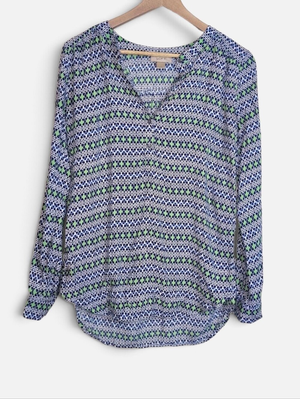 LOFT Tribal Print Long Sleeve Blouse